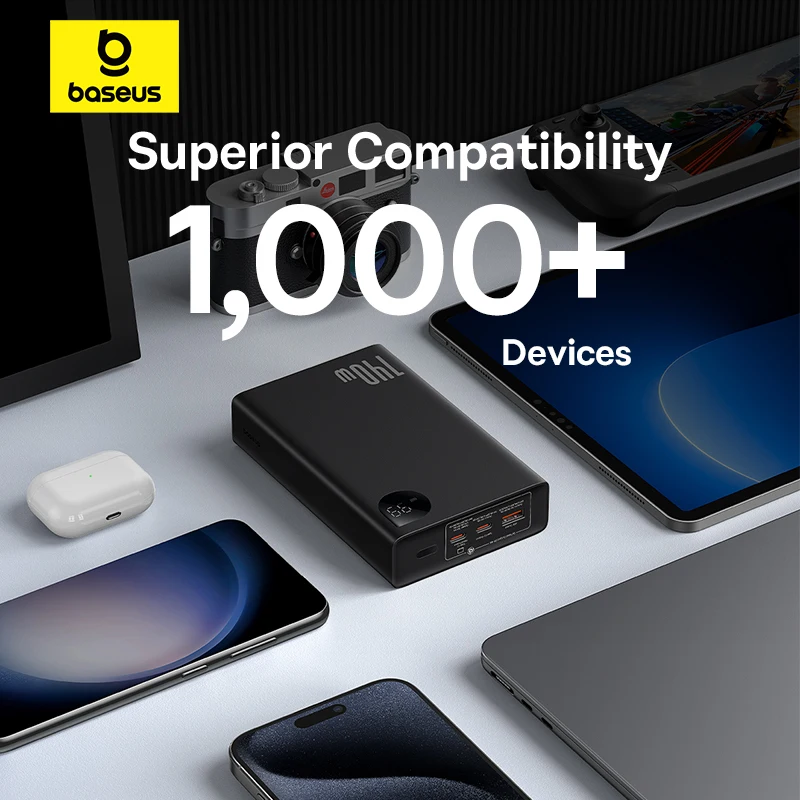Baseus 140W Power Bank 24000mAh Fast Charging Portable Battery Charger 3 Output Ports for iPhone 16 Pro Max Notebook Tablet