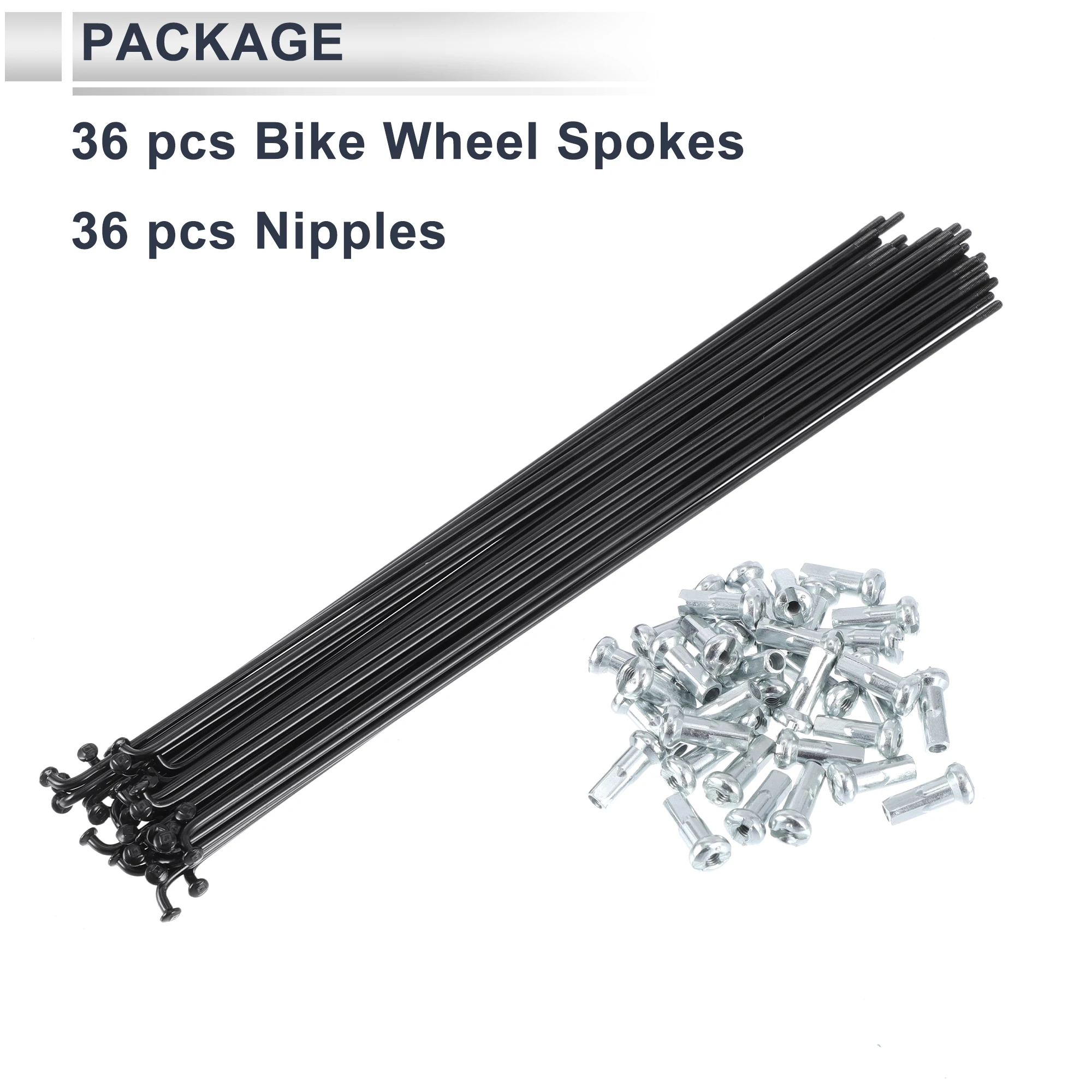 36 Rayons De Roue Vélo 12G - Acier 45 Noir, Longueur 121 Mm Avec Crous J 342309