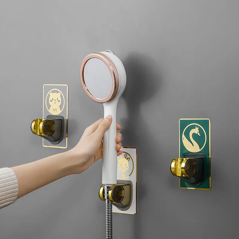 

New Punch-free Self-adhesive Shower Bracket Bathroom Universal Shower Head Fixed Suction Cups Rack Adjustable Nozzle Holder Base