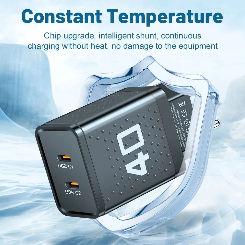 Total PD 40W 2 Ports USB C Chrager Fast Charger Type C For iPhone 14 15 Xiaomi Samsung Huawei Quick Charge QC 3.0 Adapter