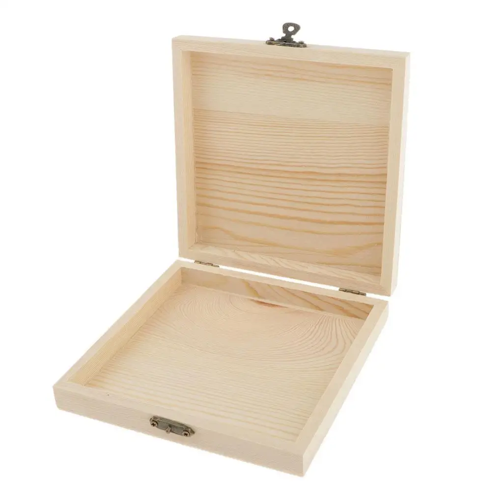 Natural Wooden Storage Box Unpainted Chest for Souvenir Memorabilia Jewelry Cigar CD Vintage Storage Box Decorative Organizer