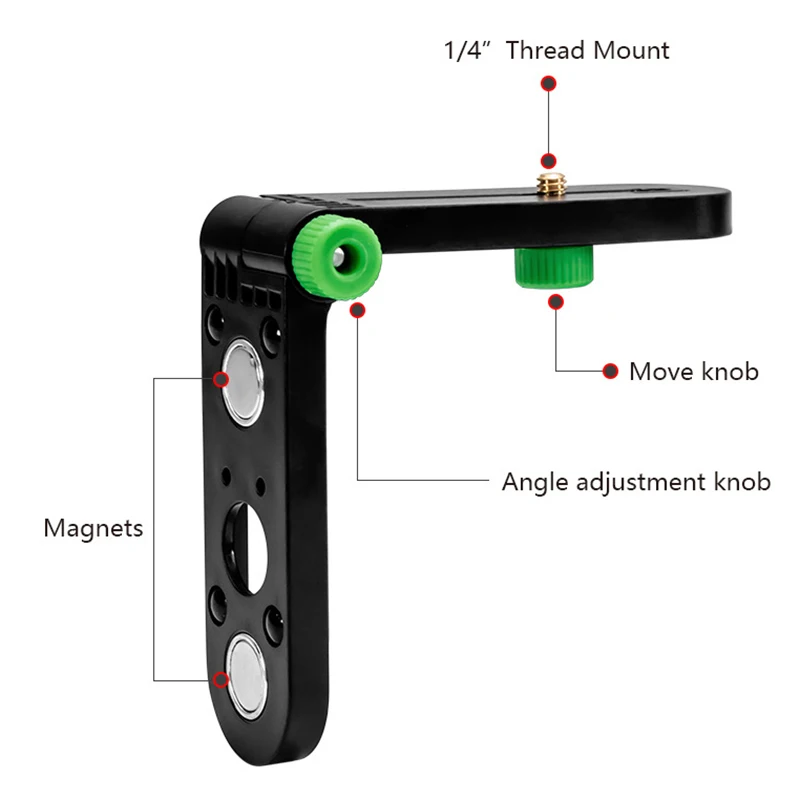 Mini Laser Level Wall Bracket Adjustable 360&deg; For 1/4" Thread Laser Levels Support Wall Mounted Holder Strong Magnet