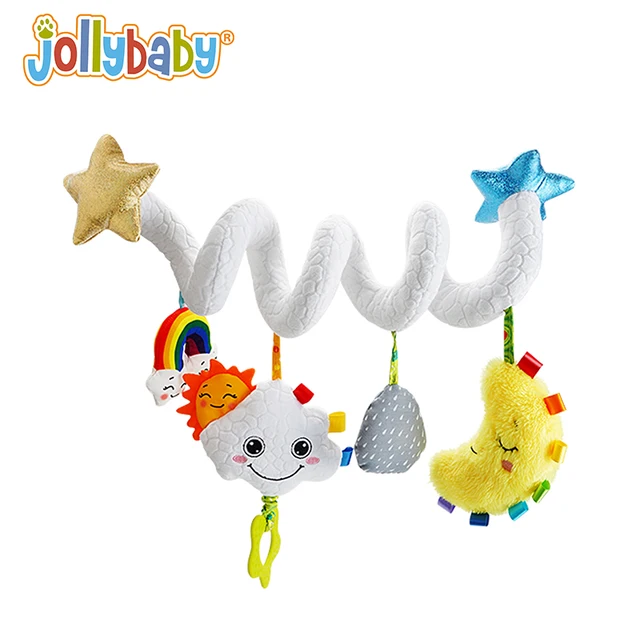Jollybaby Music Crib Mobile Spiral Toys for Baby Stroller Toys 0 12 Months Plush Baby Bed Hanging Stuffed Cloud Moon Rainbow 1