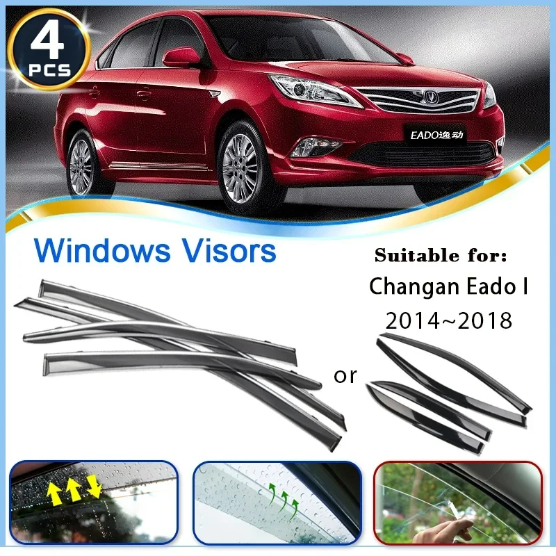 For Changan Eado EV300 EV460 2014~2018 Sedan Car Window Visors Rainproof Deflector Shelter Rain Guard Auto Accessories 2015 2016