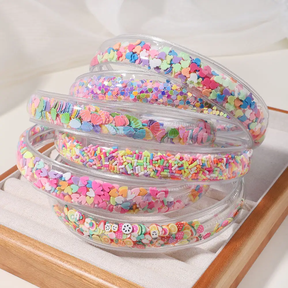 1pc Fashion Transparent Quicksand Headbands For Baby Kids Girls Glitter Sequin Hairbands Bezel Hair Hoops Hair Accessories Gift 2