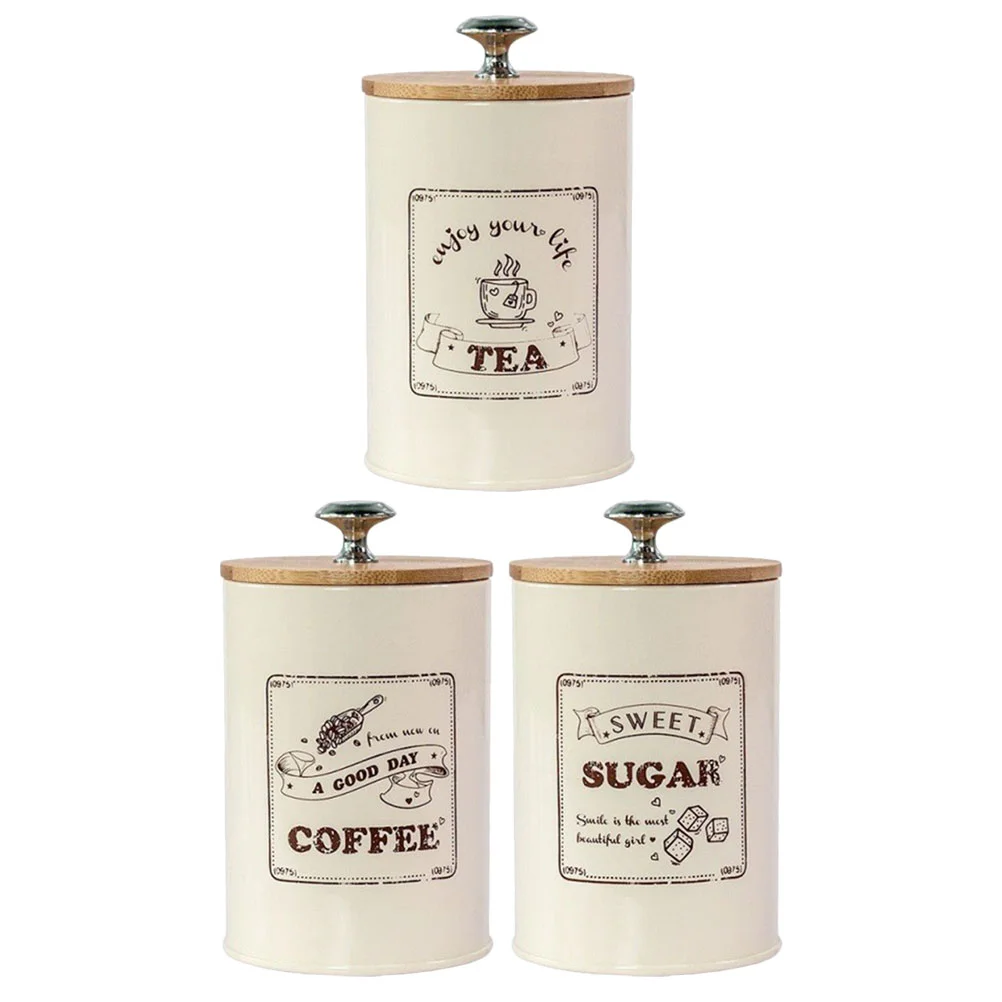 

3pcs Household Sealed Canister Multi-use Loose Tea Jar Metal Coffee Bean Candy Jar Food Container
