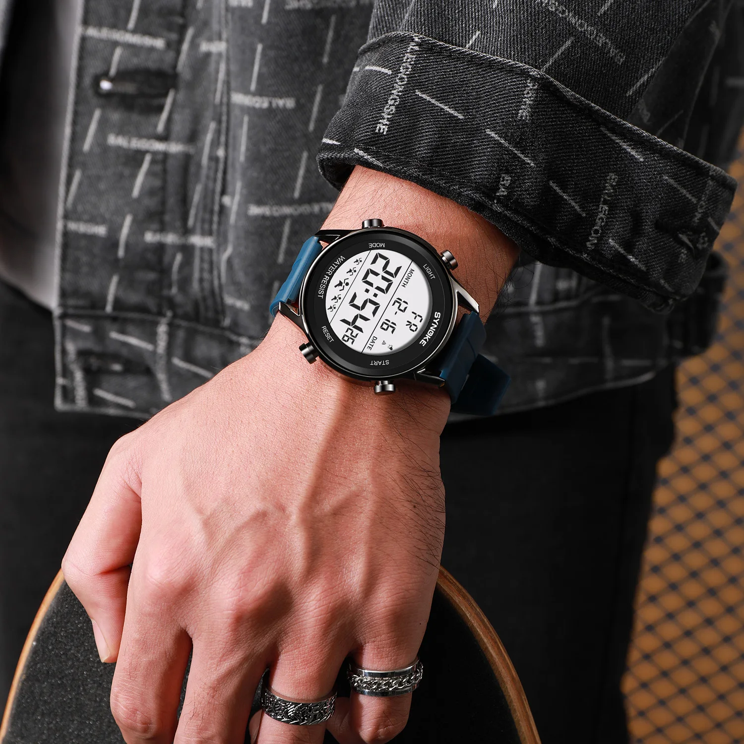 Digital Men's Wrist Watch Waterproof EL Display Outdoor Sport Watch alarm Chrono luminous Electronic Watch 12/24 hour system 4