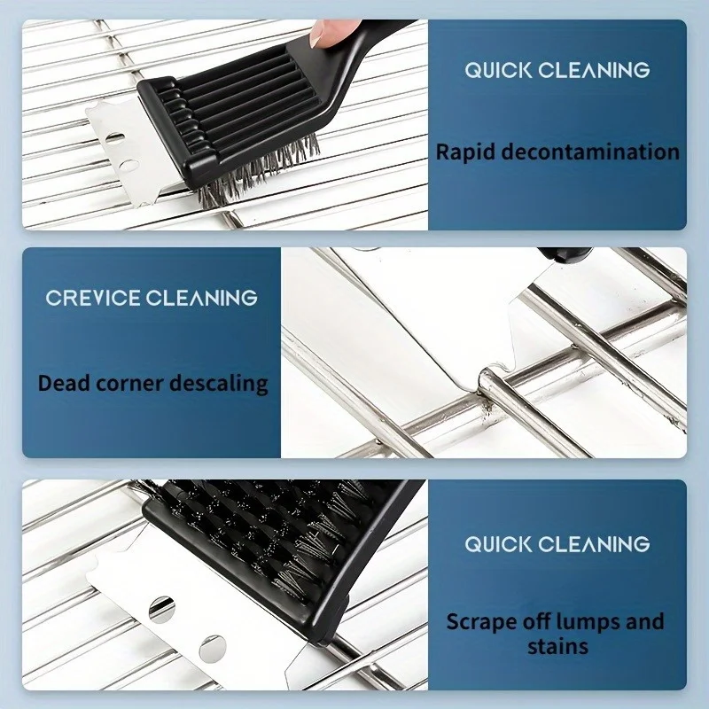 Grill Cleaner Portable Deep Cleaning Steel Brush Plastic Handle BBQ Cleaning Brush BBQ Accessories Kitchen Gadgets