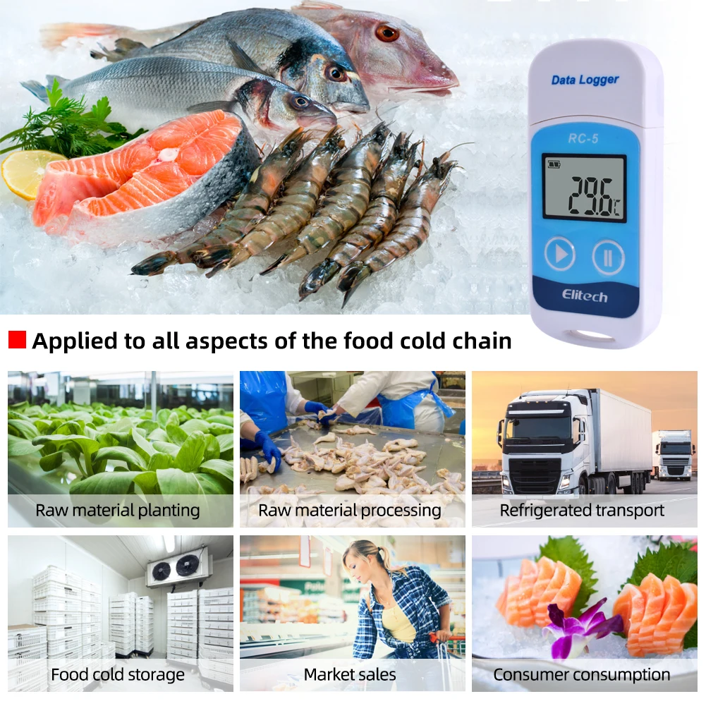 RC-5 High-precision Digital USB Temperature Data Logger for Warehouse Storage Re