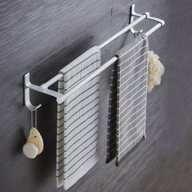 

Bathroom Wall Mounted Rail Double Bar Finish Holder Hanger Towel Rack Bathroom Accessories Small household Convenience Tools