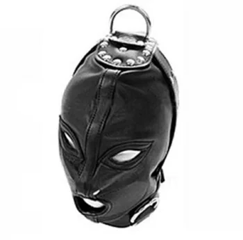 Fetish Sex Mask Bdsm Bondage Sexy Headgear Open Mouth Gag Blindfold Leather Restraint Hood Mask Sex Toys for Couples Adult Games 3