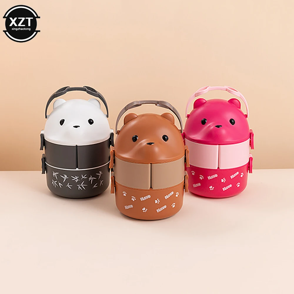 Stackable Bento Box Kids Cute Bear Leakproof Lunch Containers For Hot Food  Vacuum Thermos Lunch Box Thermal Boxes Kitchen Gadget - AliExpress