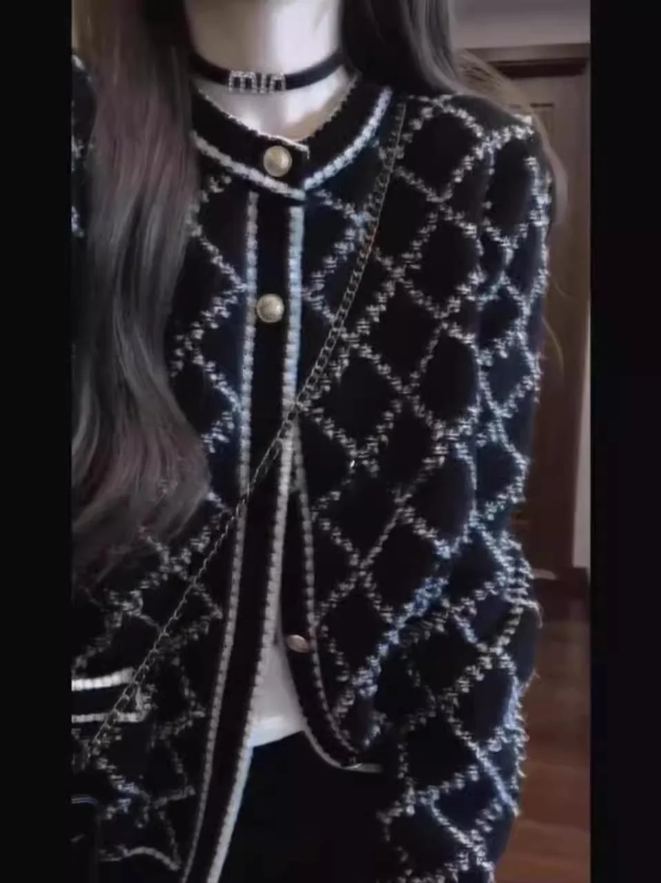 كارديجان أنيق خفيف الوزن للنساء، سترة فضفاضة بنقشة...