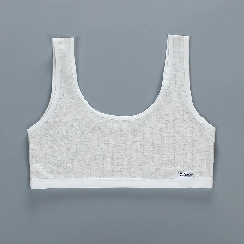 Training Bra Sports Bra Cotton Bra Girls Bra Cotton Striped Vest Young Girls Suspenders Double Layer Summer 8-16 Year Old
