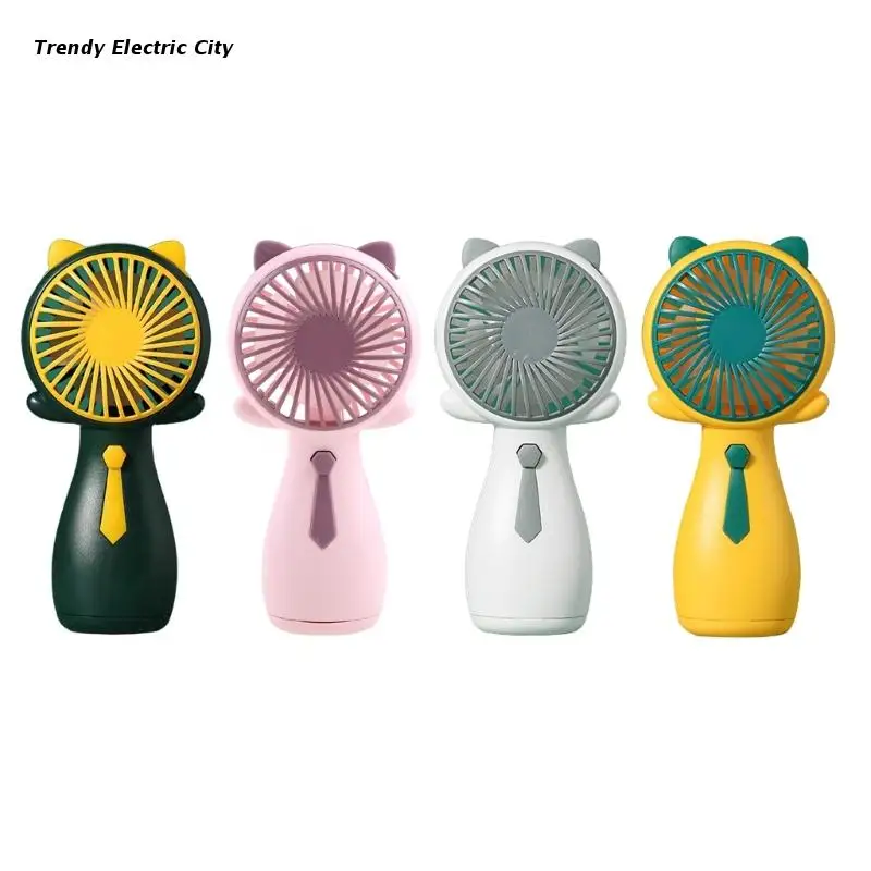 

R9CD Cute Mini Fan Handheld USB Cooling Fan Cartoon Quiet Personal Fan Ventilador for Bedroom Outdoor Camping Party