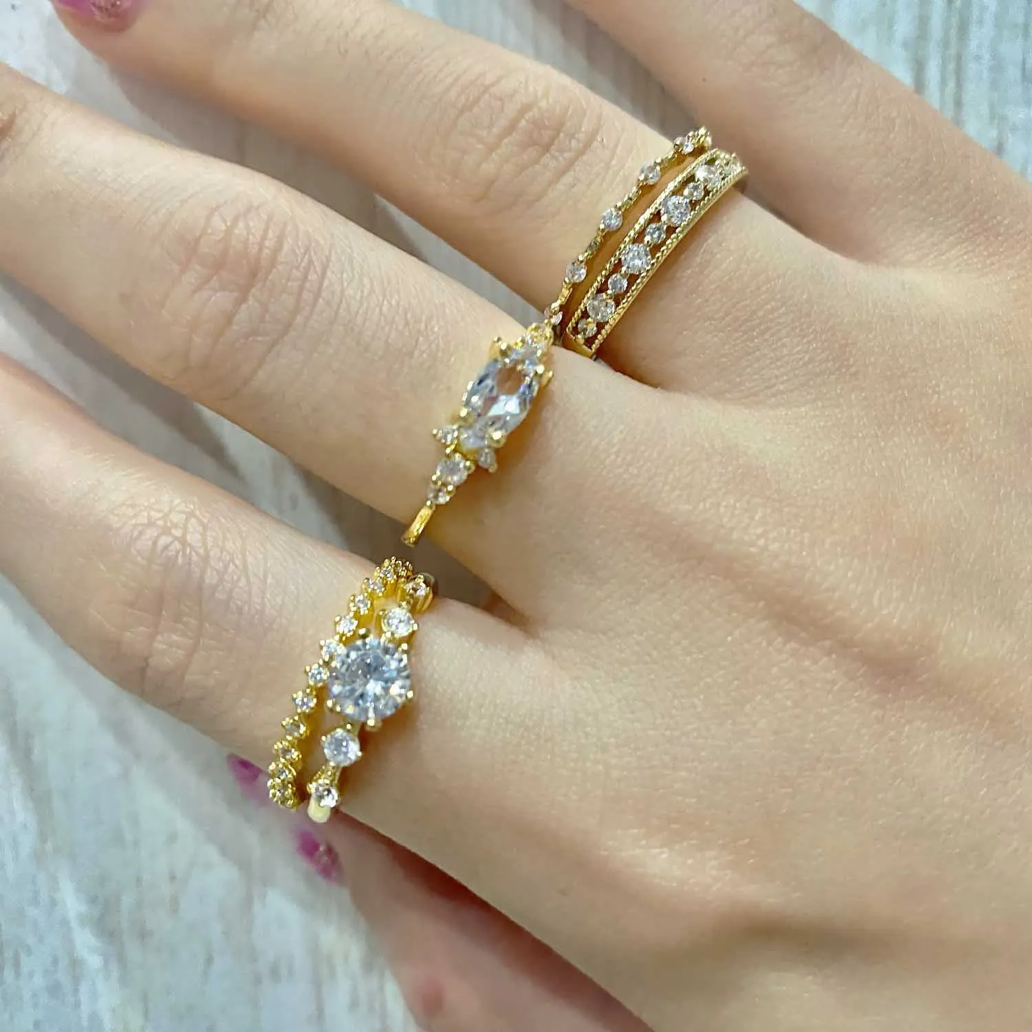 INS Gold Color Noble Trend Dainty Rings for Women Entry Lux Zircon Midi Finger Rings for Girl Anniversary Jewelry KAR229 gold color rings finger ring gold color ring
