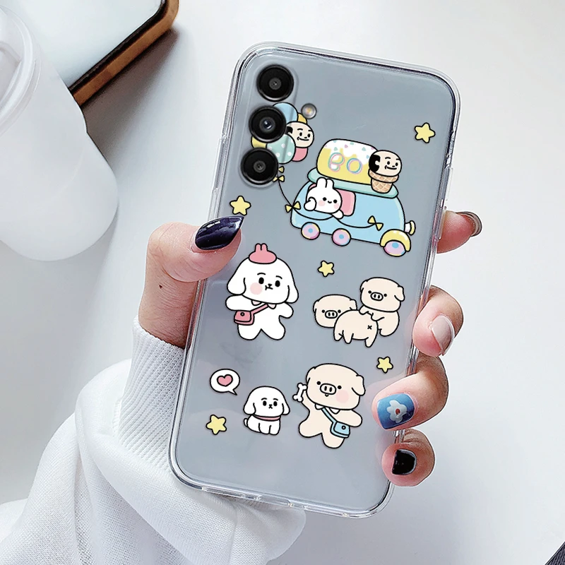 Clear Floral Cartoon Heart Shockproof Soft TPU Case - Transparent Cover
