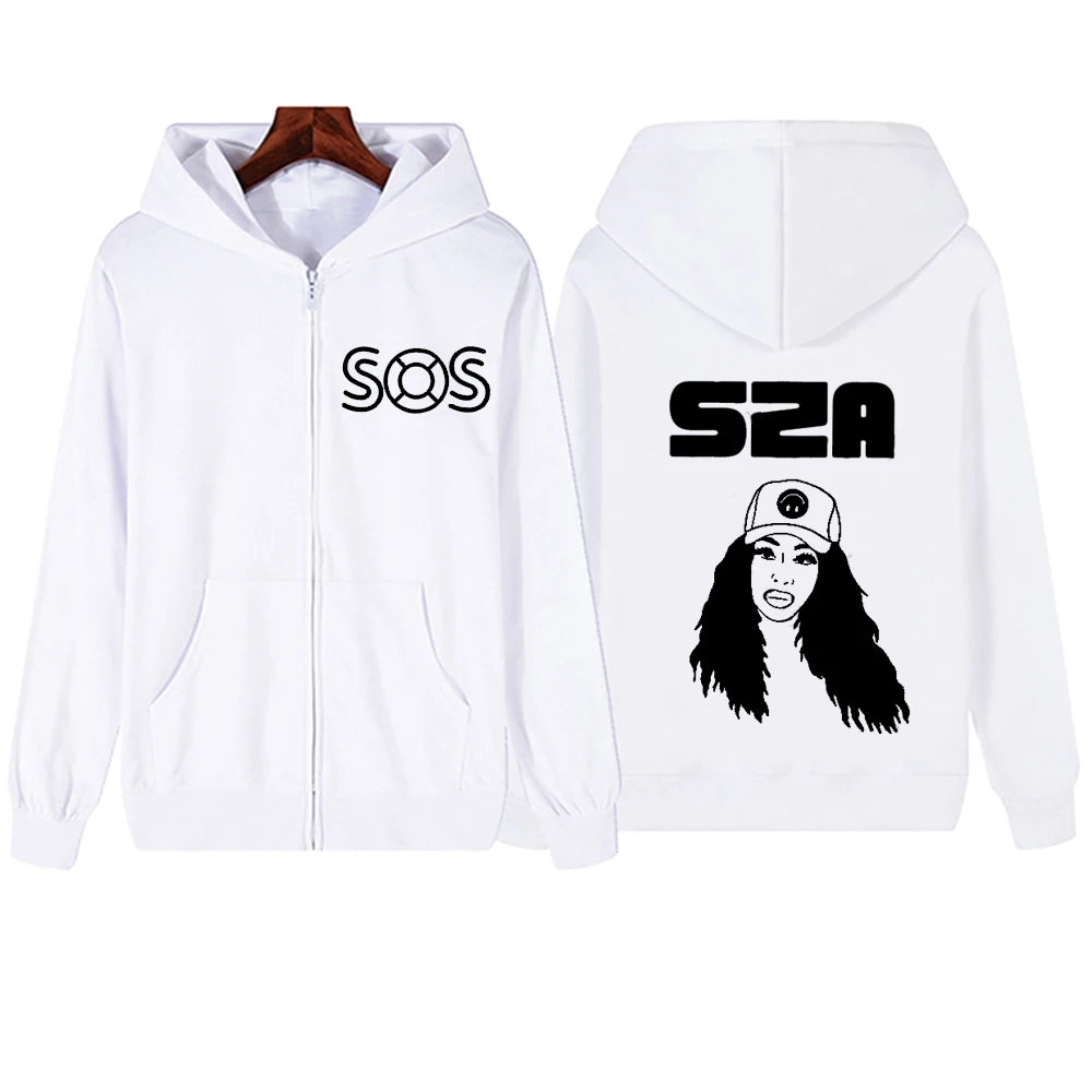 SOS SZA 2024 지퍼 후디, 하라주쿠 풀오버 상의, 스트리트웨어, 음악 팬 선물, V넥 스웻셔츠