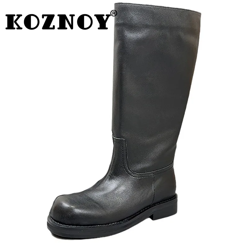 

Koznoy 3cm 2024 British Cow Natural Genuine Leather Ankle Boots Ladies Women Autumn Spring Fashion Flats Chelsea Chimney Shoes