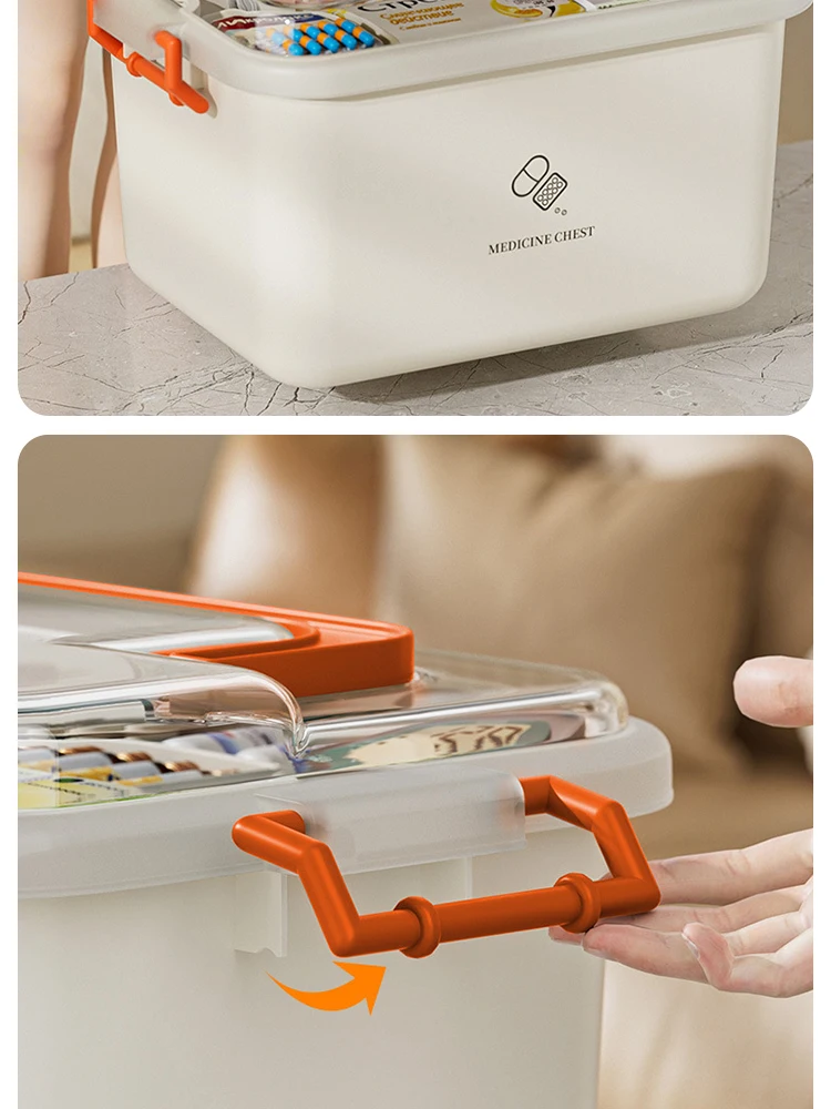 Large Capacity Medicine Box Portable Home First Aid Medical Kit Family Emergency Medicine Box with Multi-layer Drug Storage Case Image 7