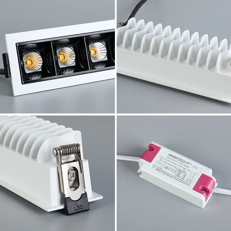Dimmable embedded Grille lamp Spot Light 2W 4W 6W 10W 20W 30W COB LED Tube light AC85~265V LED lamp for indoor lighting