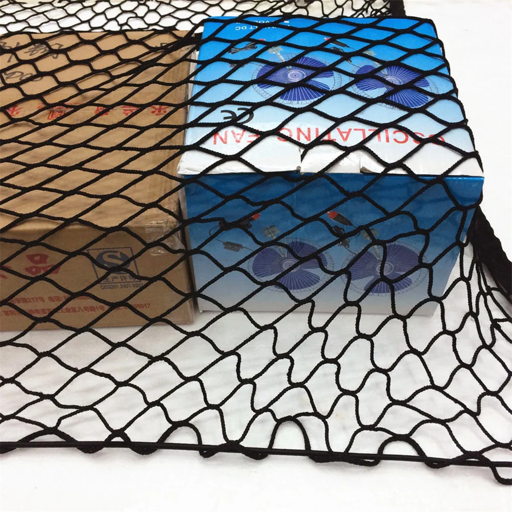 Universal Car Organizer Trunk Cargo Net Car SUV Rear Trunk Net Stretch Mesh Luggage Cargo Storage 70X70CM with 4 Hooks