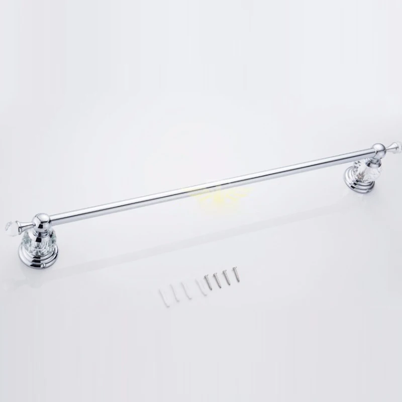 Bathroom Single Towel Bar Towel Rack Holder Solid stainless steel Chrome Crystal Decoration Bathroom Accessories 60cm