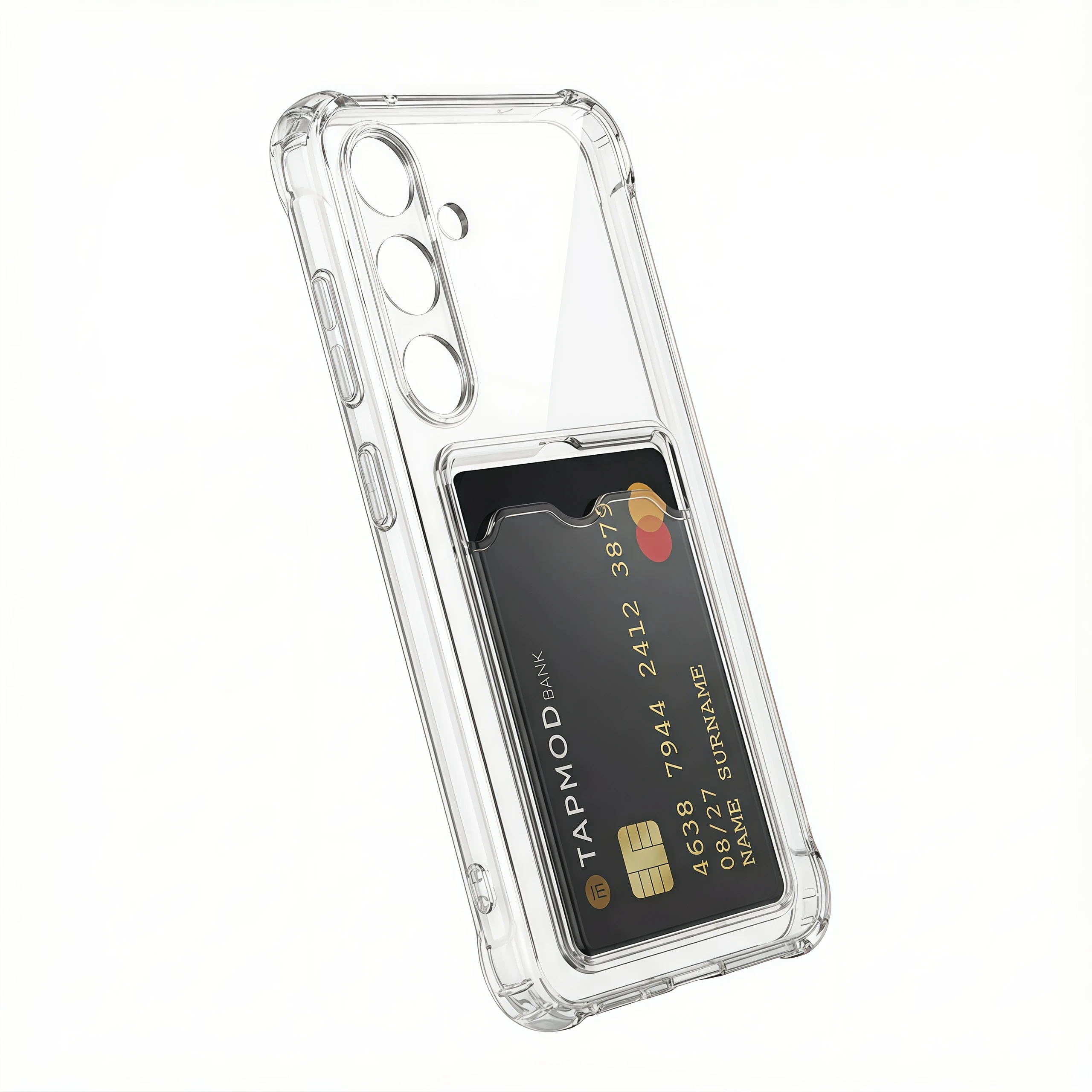 Clear Shockproof Silicone Phone Case with Card Slot Back Cover