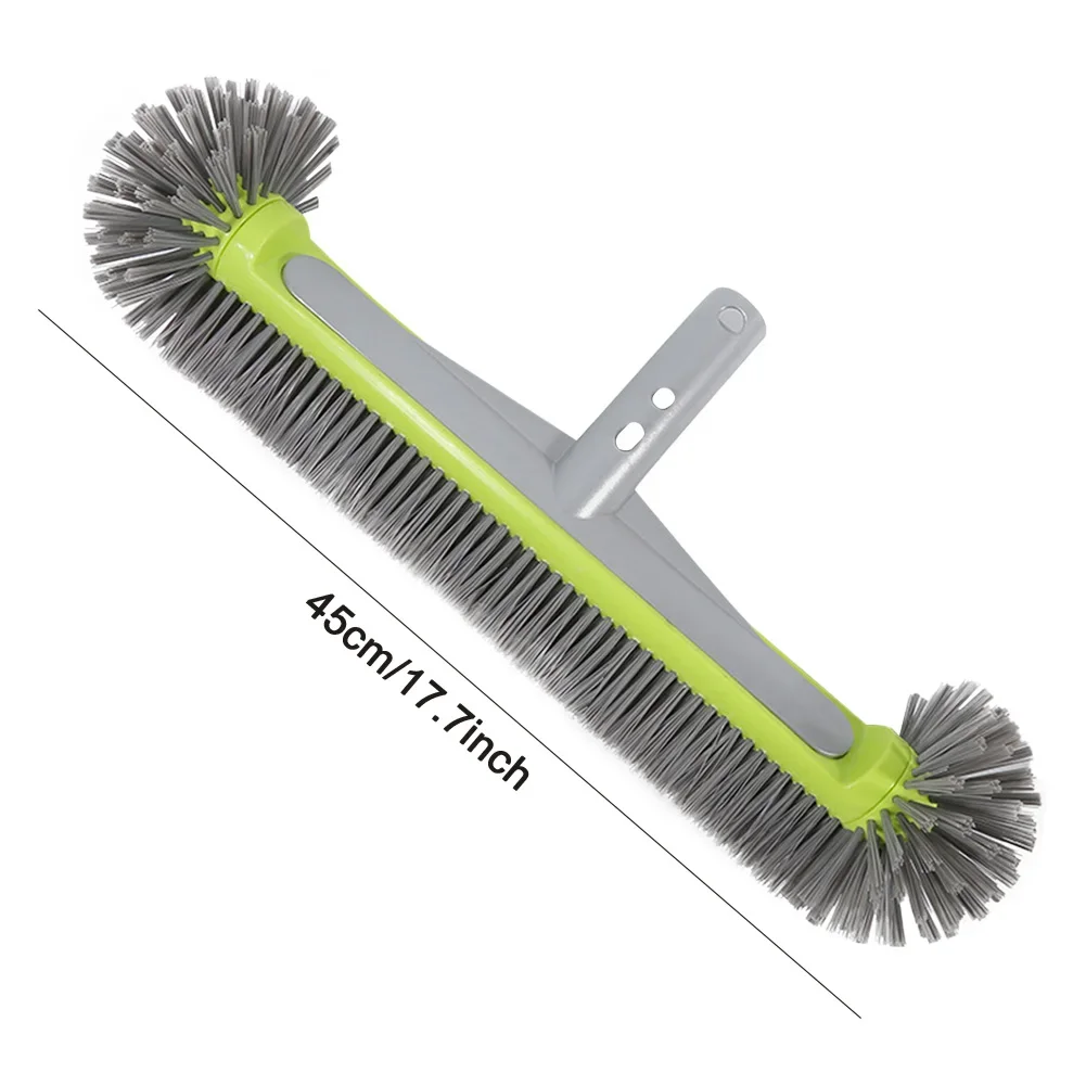 17.5 Inch Pool Brush Head with Round Ends Swimming Pool Scrub Brushes Heavy Duty Pool Brush Head for Cleaning Pool Walls