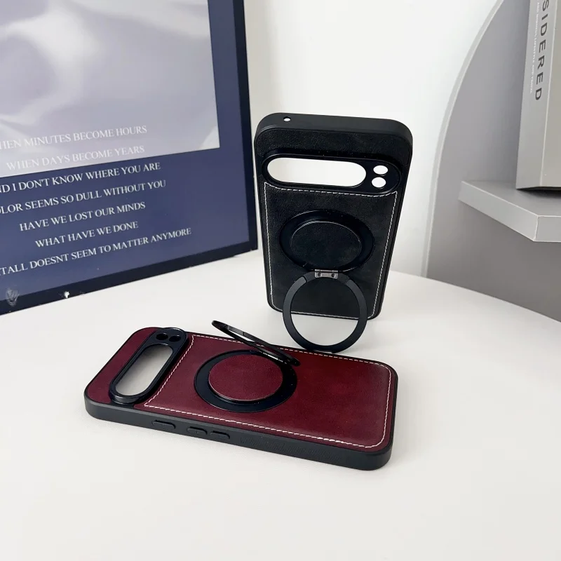 Magsafe Leather Texture Magnetic 360° Rotating Phone Case Cover