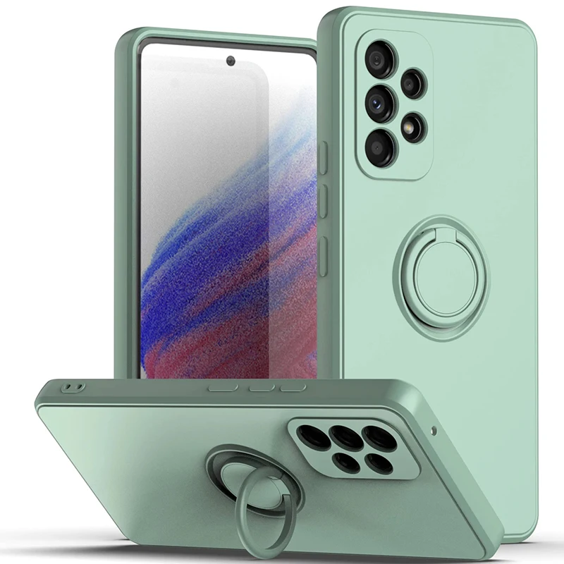 thumbnail image 1 of Liquid Silicone Magnetic Bracket Ring Soft Phone Case For Samsung A54 A53 A52 A51 A71 A34 A32 A22 A73 S23 Ultra Plus S21FE Cover, 1 of 5