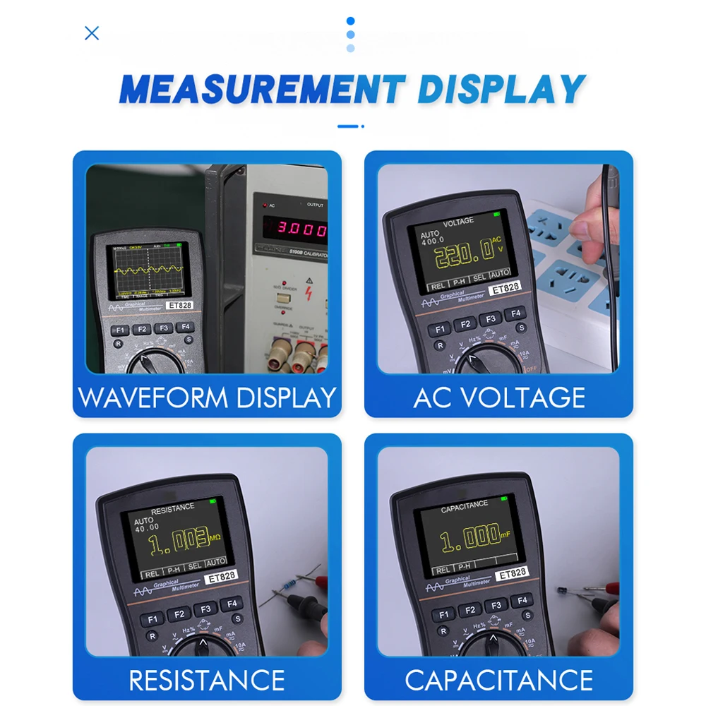 KKmoon kkm828 Intelligent Graphical Digital Oscilloscope Multimeter 2 in 1 Color Screen 1MHz Bandwidth 2.5Msps Sampling