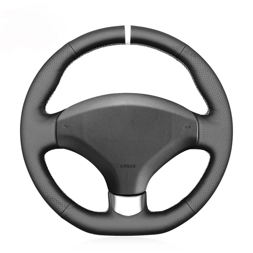 BlackFauxLeatherNoslipCarSteeringWheelCoverforPeugeot308CC
