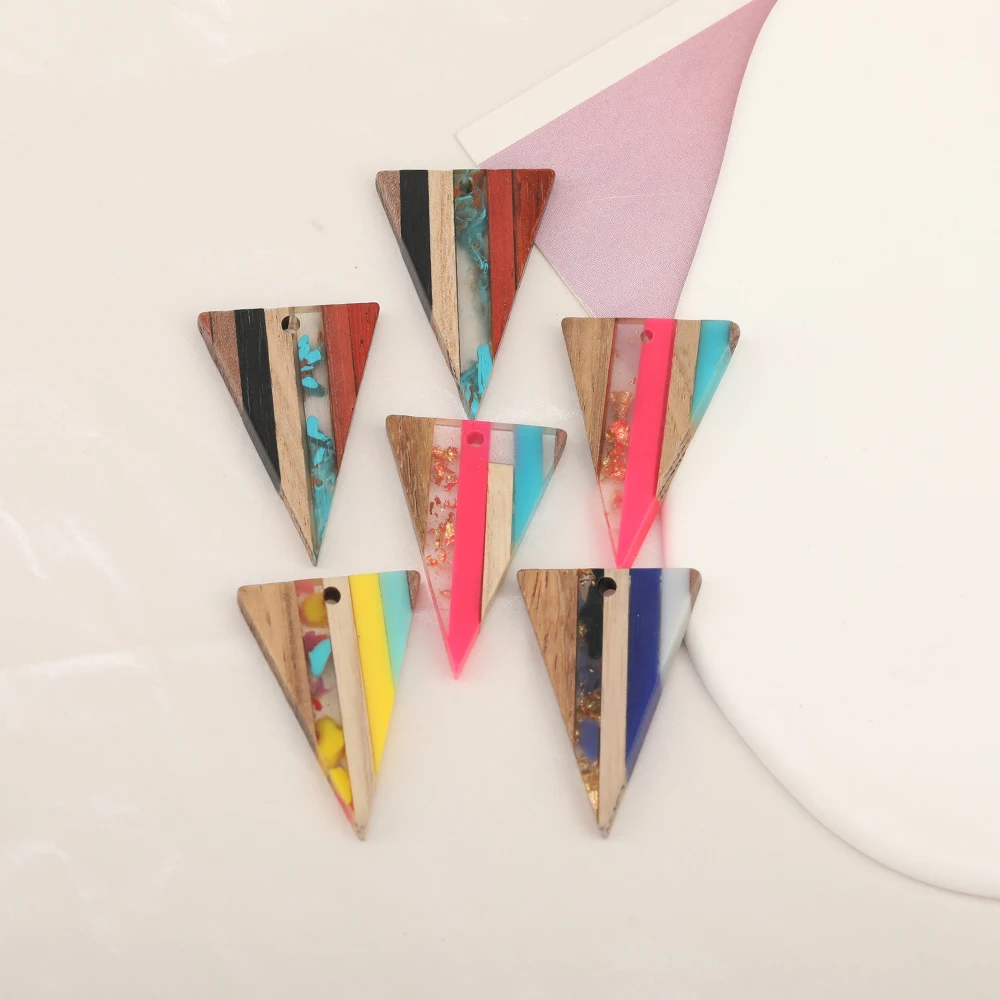 Cordial Design 40Pcs 22*32MM Jewelry Accessories/Natural Wood&Resin/Triangle Shape/Jewelry Findings&Components/Hand Made Charms - cordial