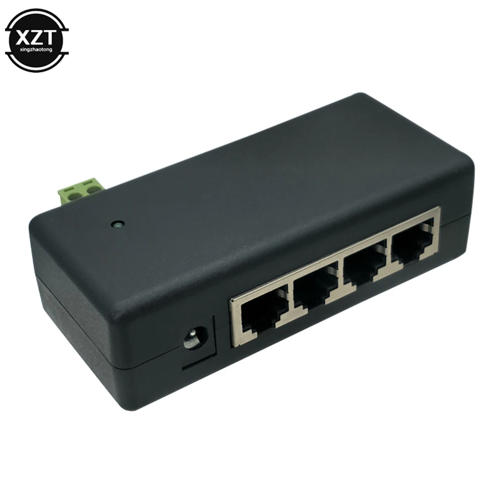 High quality 4 Ports PoE Injector PoE Power Adapter Ethernet Power Supply Pin 4,5(+)/7,8(-) Input DC 9V-DC 48V for IP Camera
