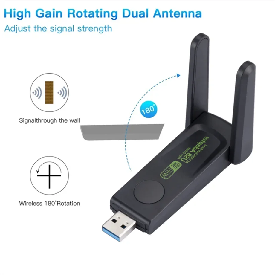 1300Mbps WiFi USB Adapter Dual Band 2.4G/5Ghz Wi-Fi Dongle 802.11AC Powerful Antenna Wireless Receiver For PC Laptop Driver Free