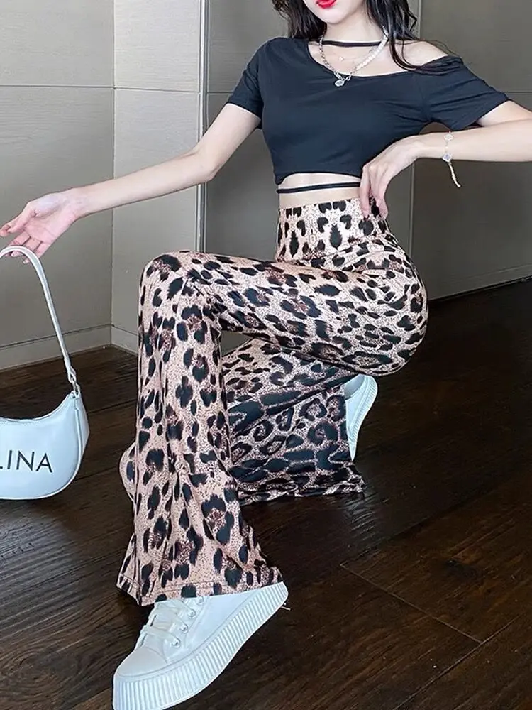 Zebra Pattern Print Big Flare Pants High Waist Club Leggings Hip Raising Athletic Tight Elastic Street Slim Activewear Trousers