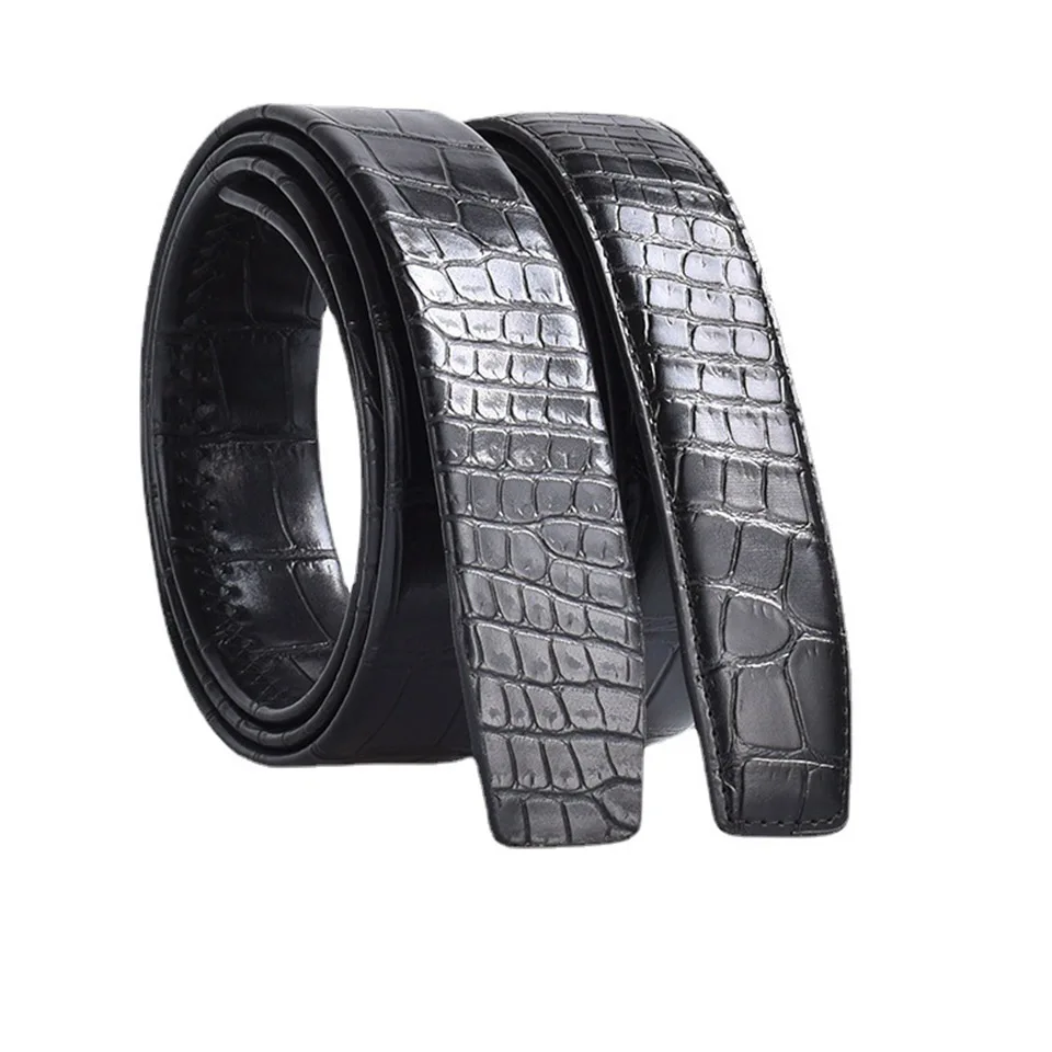 2023 New Headless Automatic Buckle Stone Pattern Belt For Men's Black PU Leather Shopping Travel Leisure Professional Pants Belt