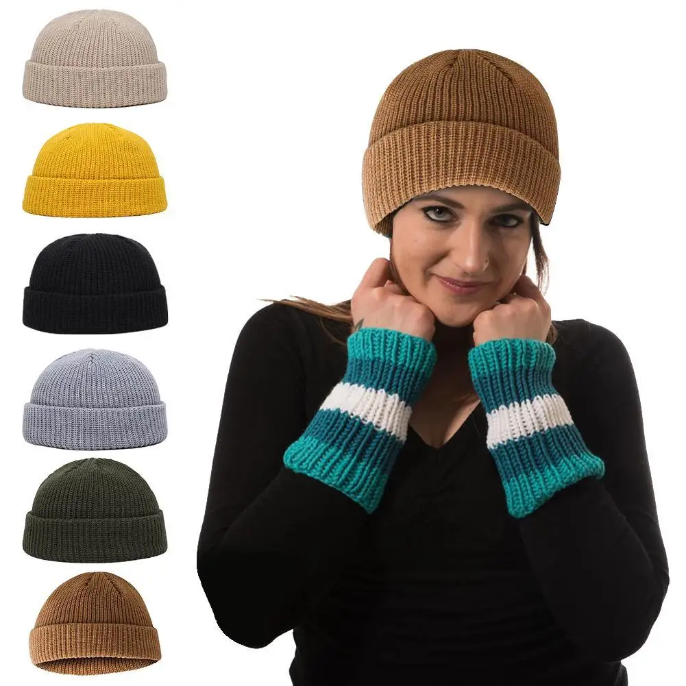 

Couple Autumn and Winter Thin Hat Knitted Hat Men's and Women's Warm hip-hop Pullover Head Hat Women's Trendy Melon Leather Hat