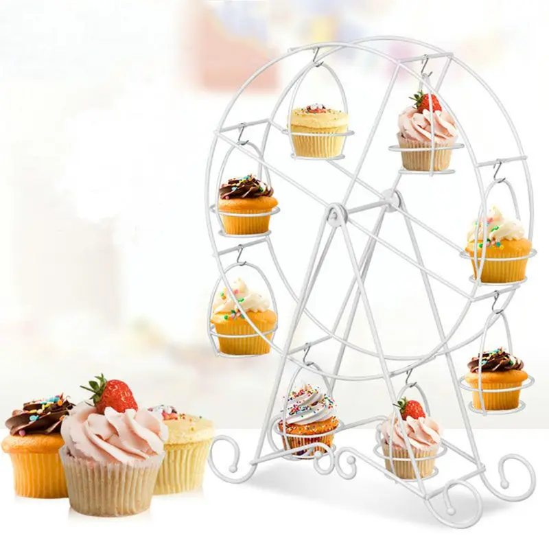 

Металлическое вращающееся колесо обозрения на 8 чашек, подставка для кексов, десерта, держатель для торта, дисплей Bir