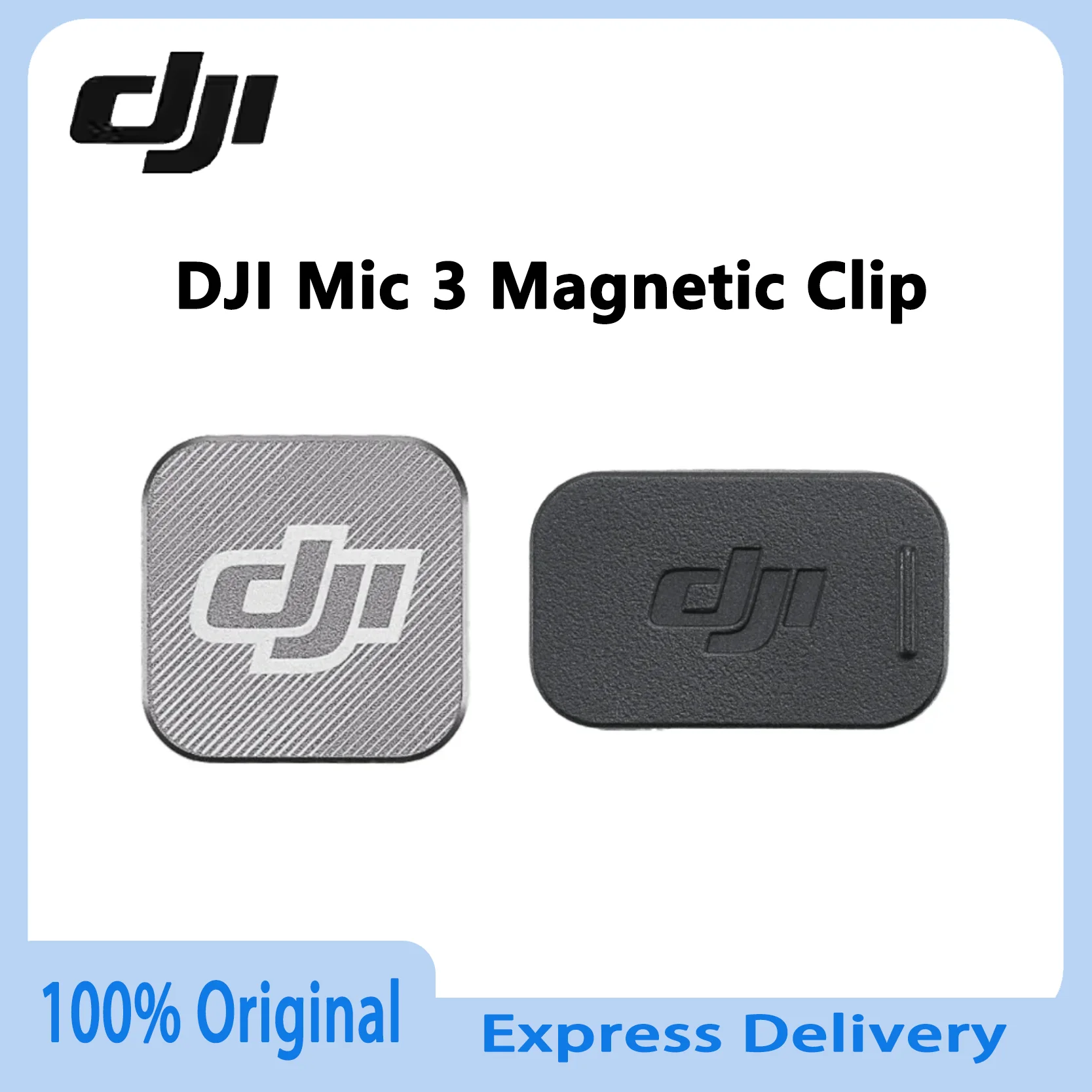 Microfono DJI Mic 3 originale con clip magnetica e magnete a clip, accessori ufficiali DJI per la registrazione audio.