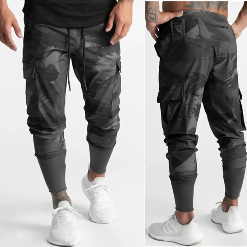 New Men's Fitness Running Trousers European Size Lightweight Four-Dimensional Elastic Loose Fit Cuffed Training Pants