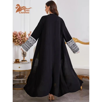 UNI Ramadan Abaya Kimono Keffiyeh Embroidery Tassels Muslim Open Abayas Women Dubai Luxury Islam Cardigan Dress Kaftan