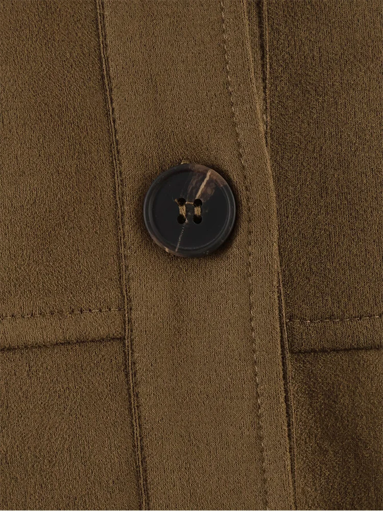 2026 Spring Autumn Women Single Breasted Oversized Suede Shirt Coats Casual Pocket Decoration Lapel Loose Jacket Female