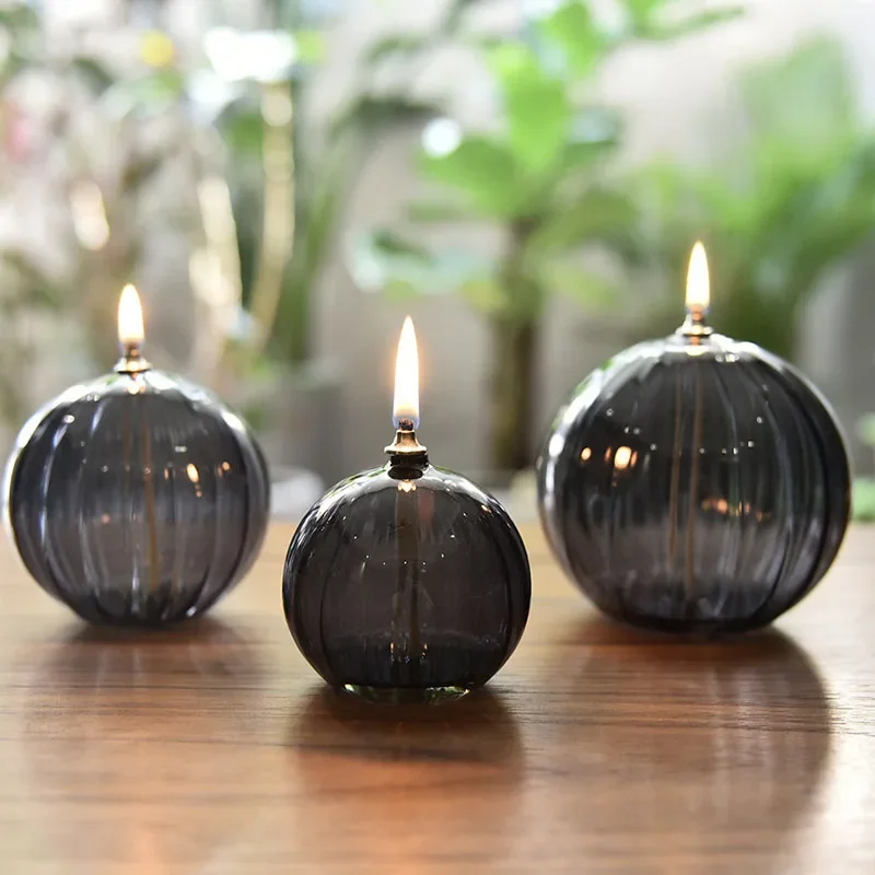 Glass Oil Lamp Handmade Refillable For Home Decor