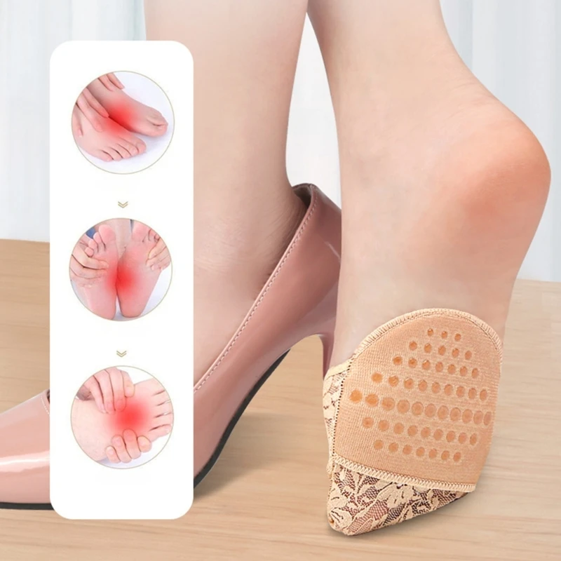 1 Pair Half Toe Socks Women Lace Toe Socks No Show Liner Invisible Toeless Forefoot Non-Slip Insoles Pads toe socks pad