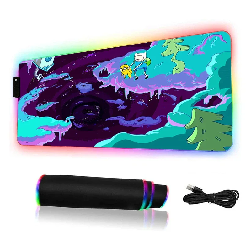 

RGB Mouse Pad Gamer Pc Cabinet Adventure Time Kawaii Desk Mat Keyboard Backlight Gaming Accessories Mousepad Xxl Anime Cute Mats
