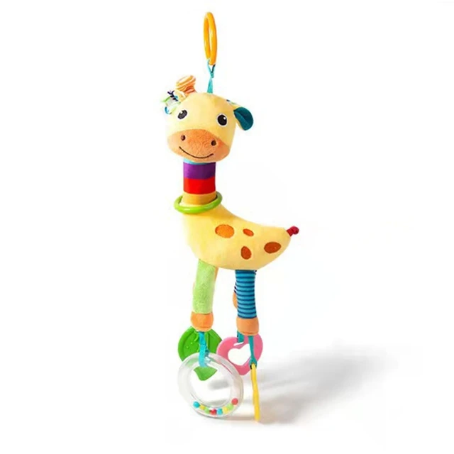 Baby Car Toys Stroller Plush Toy Animal Stuffed Hanging Rattle Toys Newborn Crib Bed Around Toy w/ Teether Rattle Sound 4