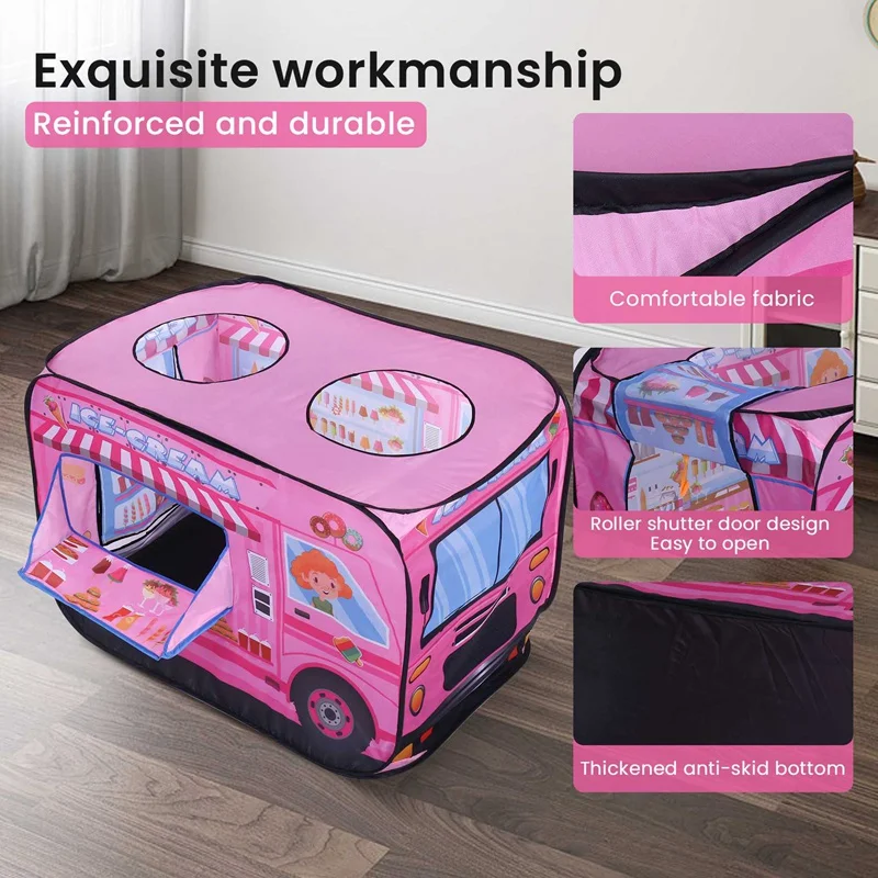 Ice Cream Truck Kids Play Tent - Foldable Indoor And Outdoor Playhouse For Toddlers, Boys And Girls 3