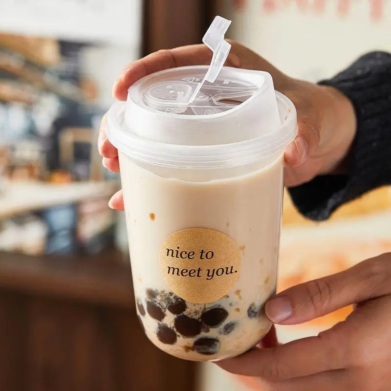 SUSU 10-Pack Disposable Sip-Lid Cold Drink Cups